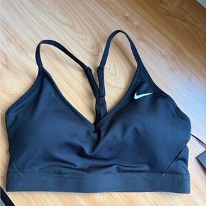 Nike Women's Black Sports Bra with White Swoosh